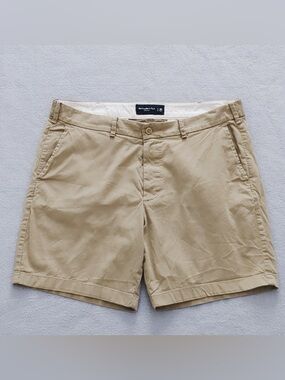 Abercrombie & Fitch Men's Chino Shorts Size 36 7” L Stretch Tan Frat Front Beach